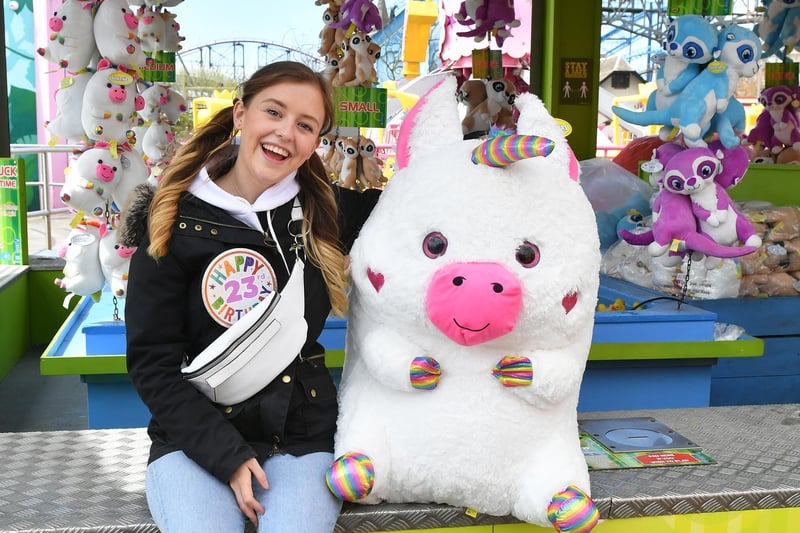 Coronation Street actress Harriet Bibby celebrates her birthday at Blackpool Pleasure Beach during the park's 125th celebration season Pictures: Dave Nelson