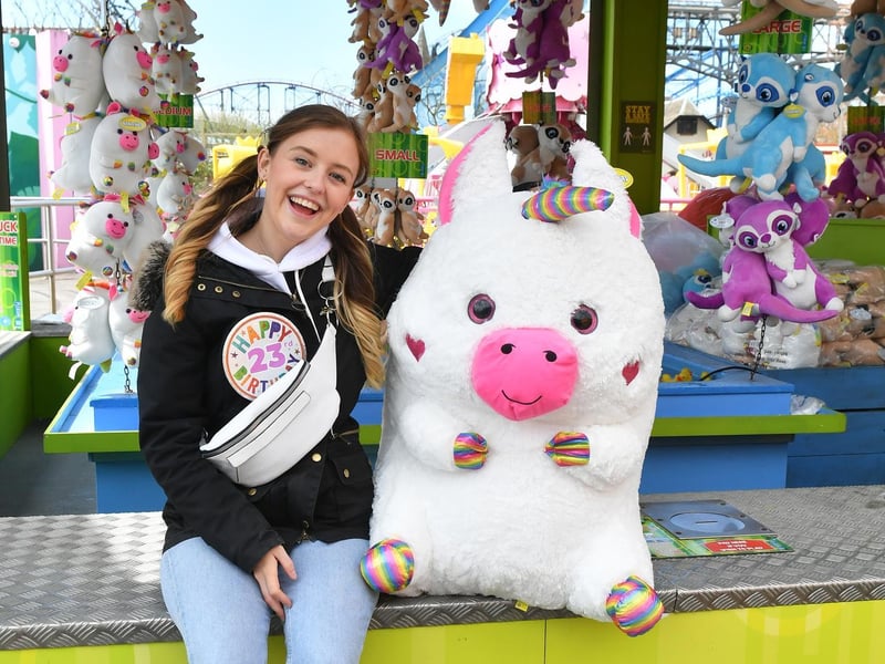 Coronation Street actress Harriet Bibby celebrates her birthday at Blackpool Pleasure Beach during the park's 125th celebration season Pictures: Dave Nelson