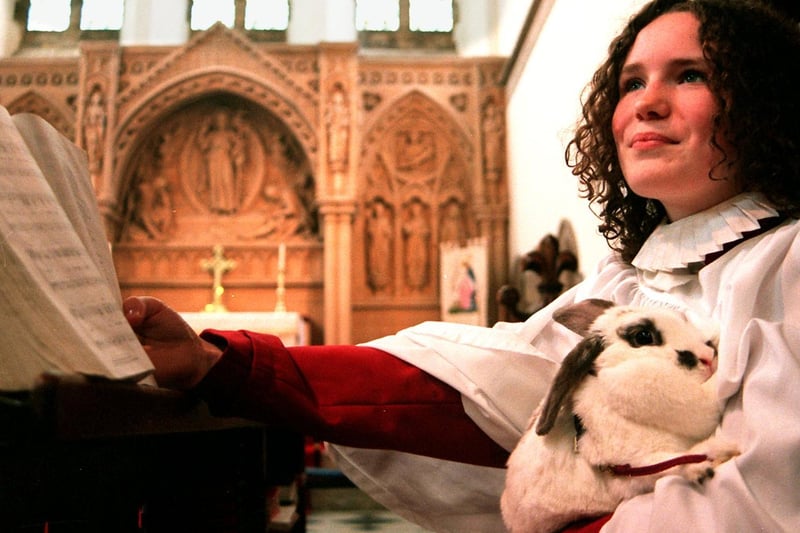 St Margaret's Church hosted an 'All Creatures Great and Small' service. Pictured is Sophia Jones-Leavett who sang in the choir with her rabbit Thumper.