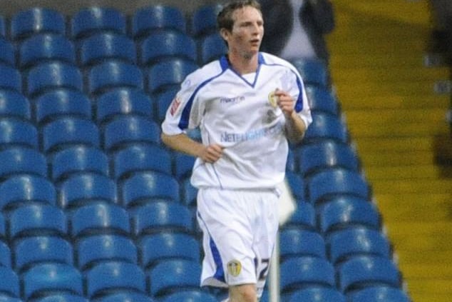 Aidy White pictured on his Leeds United debut after coming off the bench during a second round Carling Cup clash against Crystal Palace at Elland Road in August  2008.