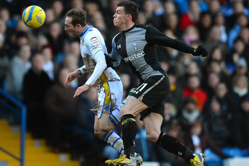 Aidy White battles for the ball with Tottenham Hotspur's Gareth Bale during the FA Cup fourth round clash at Elland Road in January 2013. Leeds won 2-1.