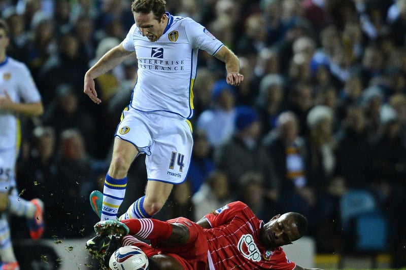 Aidy White evades the challenge of Southampton striker Guly do Prado during the Capital One fourth round clash at Elland Road in October 2012.
