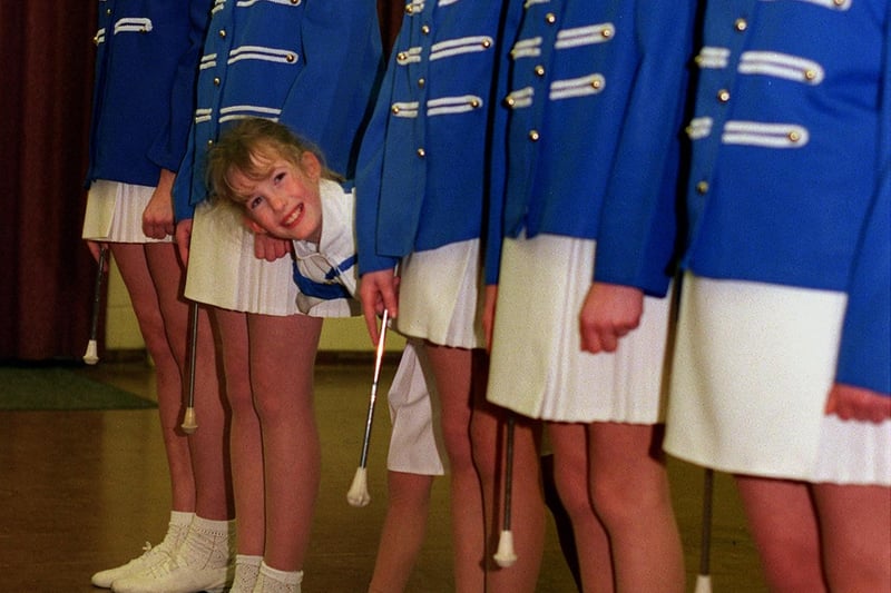 Finding a smile at the rehearsals is Rebecca Holmes one of the youngest members of Bramley majorettes who in January 2000 had been awarded money from Millennium Fund.