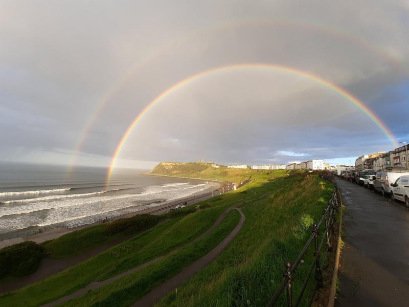 The photos perfectly frame Scarborough Castle jutting out on the headland beneath an array of colour.