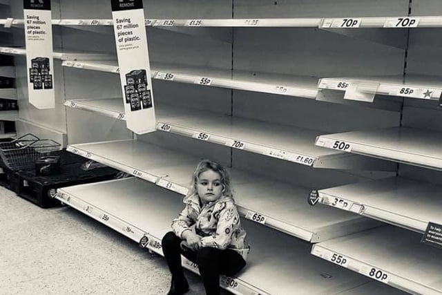 Michelle Molloy wrote: "The day my five year old realised how selfish the world can be. Taken at Tesco Littlehampton days before the first lockdown."