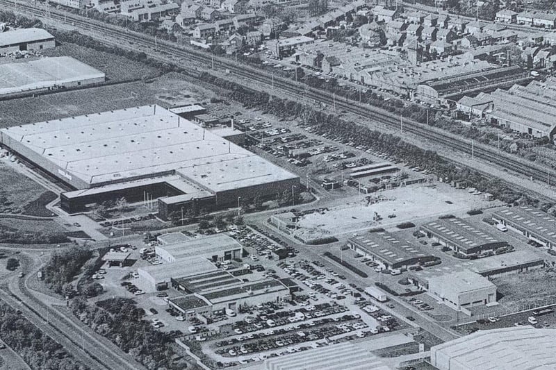 This view shows the Molins tobacco machinery factory in  Peterb orough. When the firm  moved to the city in 1973 it was a huge feather in the cap of the development corporation,  creating  hundreds of jobs.  Quickly established as one of the city’s blue chip businesses it later moved to Bretton employing nearly 1,000 people at its peak, before closing in 1998.