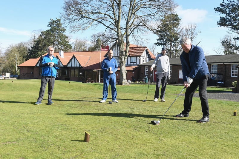 Sleaford Golf Club, L-R Chris Keogh, Jim Tliiey, Neil Yarwood, Pete Keogh. EMN-210329-163155001