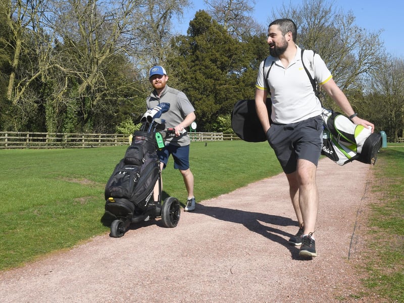 Blankney Golf Club. George Garrick of Metheringham and John Miller of Navenby. EMN-210329-165548001
