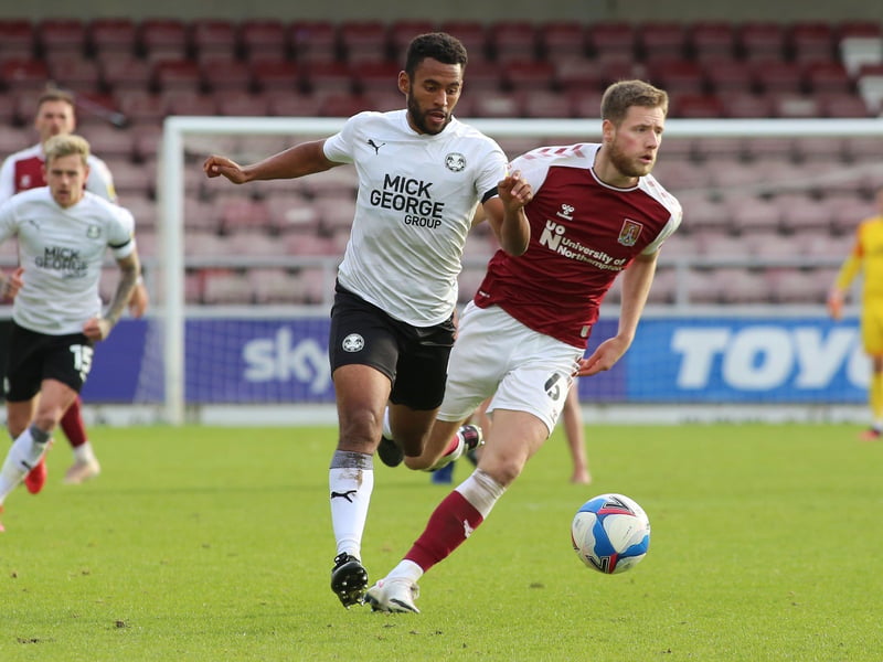 RIGHT-BACK: NATHAN THOMPSON (pictured) v PETER KIOSO. Thompson is one of the most important men in the Posh squad. A terrific, clever defender and he starts numerous Posh attacks from right back or centre-back. KIoso is a strong defender, both on the floor and in the air,
who also offers the Cobblers plenty of attacking threat down the right. Posh win 9-8.