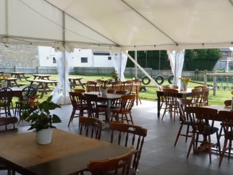 The garden at the Old Crown in Ashton has been transformed by owner, Andy, who has worked very hard to prepare the area for its reopening on April 12. The outdoor space includes tables, benches and a children's play area as well as the new addition of a large marquee.