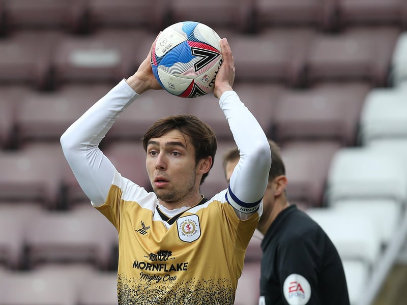 LEFT-BACK: HARRY PICKERING (Crewe Alexandra): Harry Pickering has been an all-round creative machine in a Crewe Alexandra side who have had something of an up and down first season back in the third tier. No player playing solely at full-back (in a back four as opposed to wing-back) can match his 0.21 expected assists (xA) per 90 minutes. He’s also vital to Crewe’s ball progression. No player still playing full-back in League One can match his 13.3 progressive passes per 90 minutes. Defensively he ranks above average for successful defensive actions, defensive duels per 90 minutes and defensive duels win percentage.
Pickering’s form in the first half of the season earned him a move to the Championship with Blackburn who loaned him back to Crewe. Photo: Pete Norton/Getty Images.
