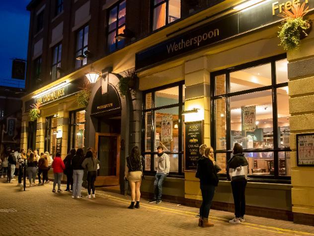 The queue at The Cordwainer in The Ridings, Northampton, on Saturday night. Photo: Leila Coker