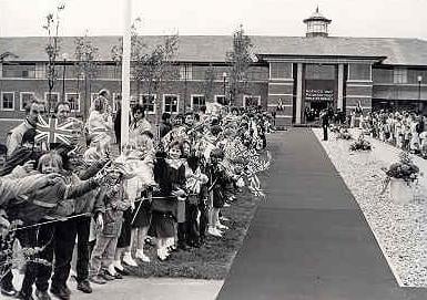 A picture taken during a Royal visit to Lynch Wood in 1986 for the opening of the Norwich and Peterborough building society offices.