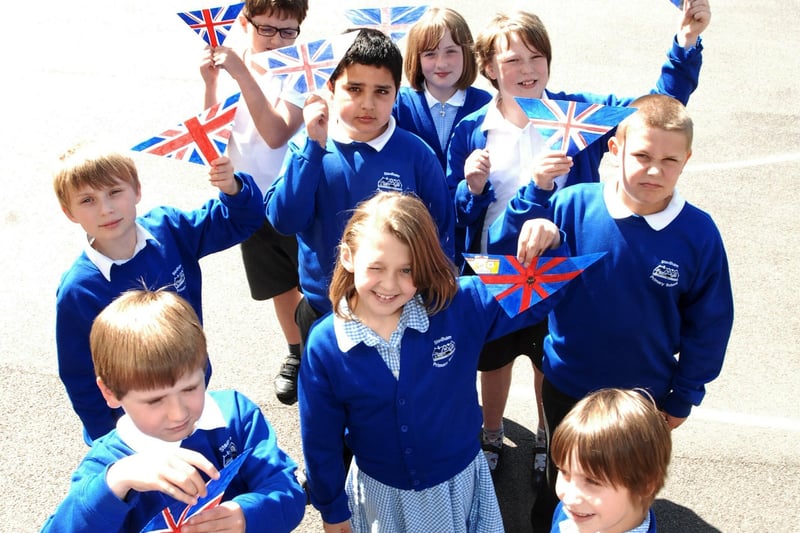 Children of Stedham Primary School with their royal wedding bunting. Picture: Bill Shimmin C110680-2