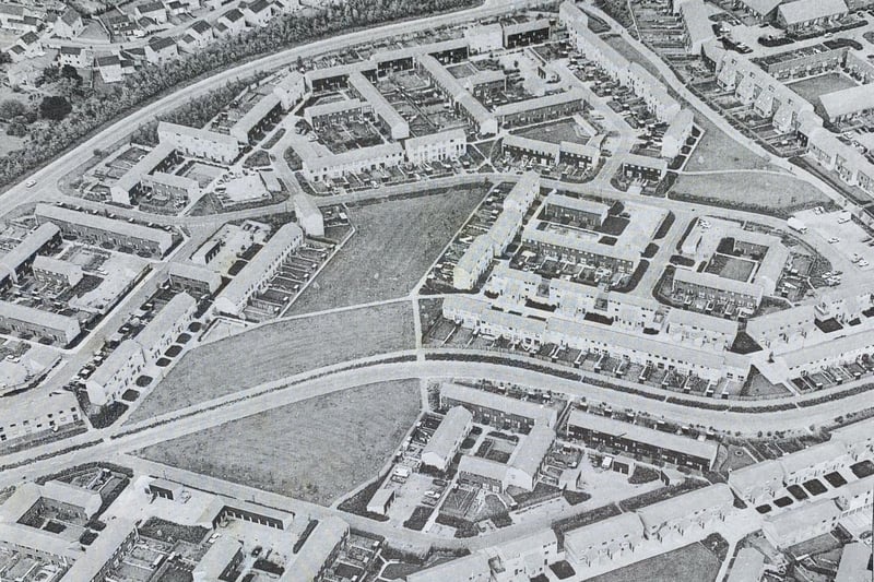 Thisaerial photograph shows the housing development at Orton Malborne during the New Town years.
The general manager of Peterborough Development Corporation,  Wyndham Thomas, believed the density of homes was too high but the corporation was forced to build to guidelines set by Whitehall.
In an attempt to alleviate  this Thomas insisted on high garden fences to give some privacy.
He believed he could  have completed the housing programme at no extra cost if he had been permitted to build to a  lower  density.