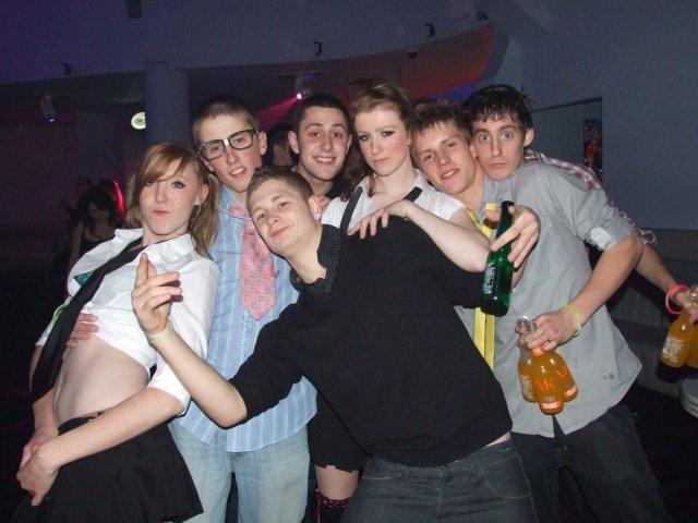 Friends on a night in 2009