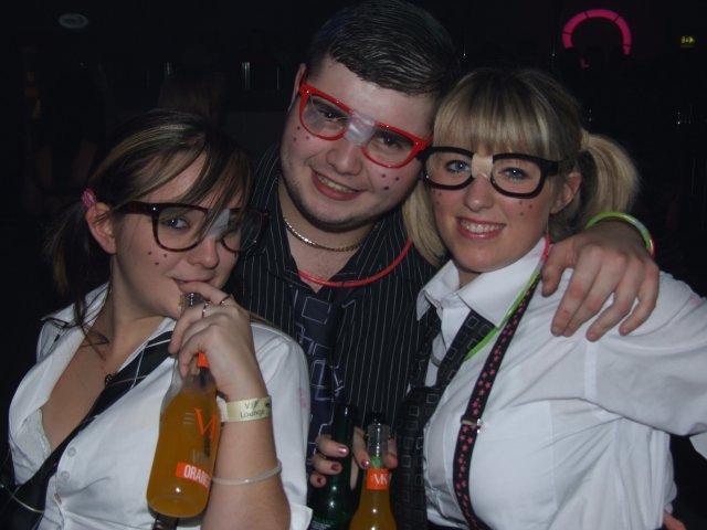 Friends dressed up on a night out in 2009