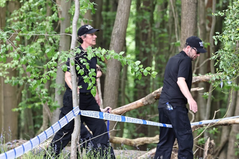 CRIME SCENE - POLICE TEAMS SEARCHING AFTER MARK WILLIAMS BODY FIND HERONS GHYLL SUS-210206-145130001