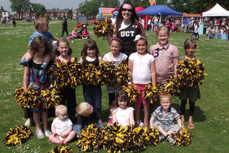 Youngsters from Boston United’s cheerleading squad who performed pom-pom dance routines and songs.