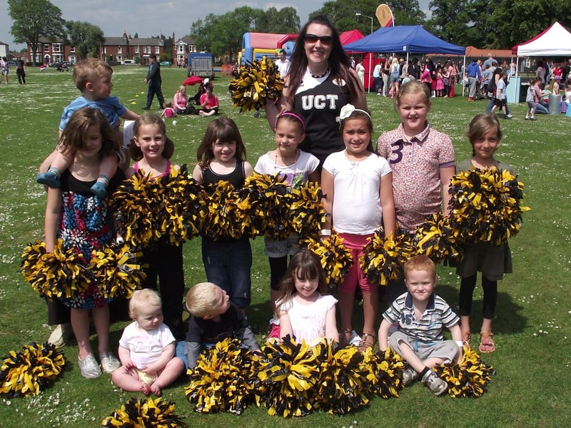 Youngsters from Boston United’s cheerleading squad who performed pom-pom dance routines and songs.