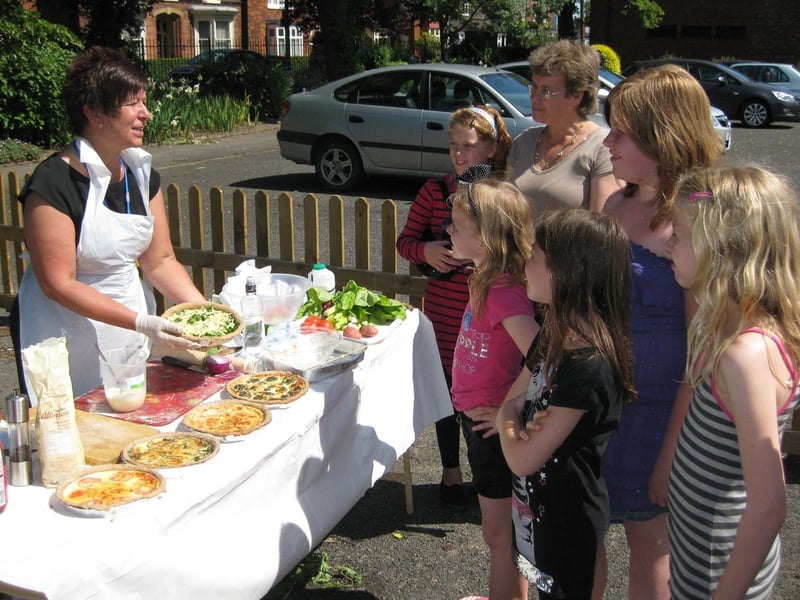 Francis Taylor, from Boston Borough Council, gives a demonstration of cooking tasty quiches with fresh vegetables.