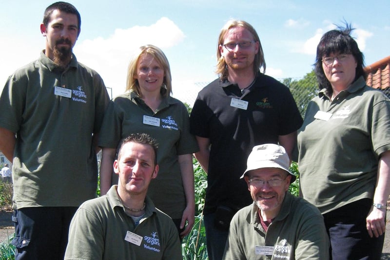 Staff from Garden Organic, from back, left, Steve Lindley, Julie Cheverall, Rick Aron (co-ordinator), Oonagh Quinn, Ian Cheverall and James Pocklington.