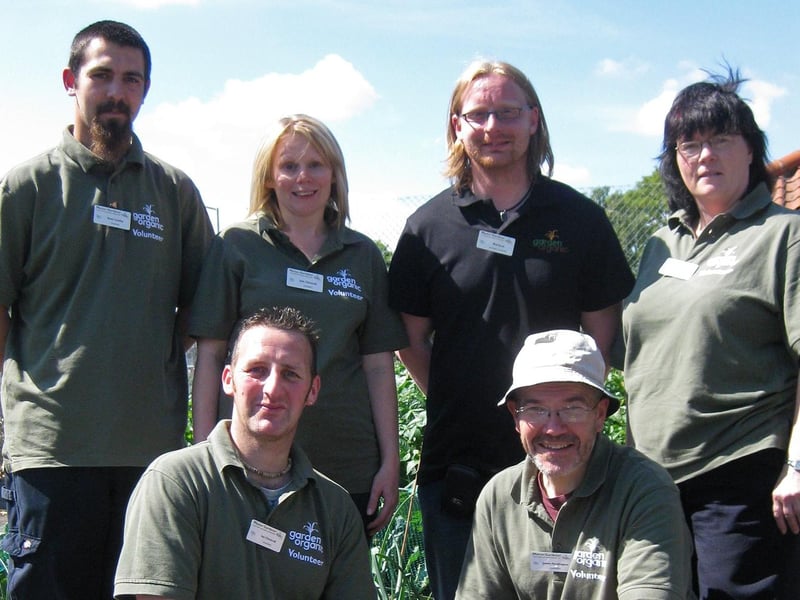 Staff from Garden Organic, from back, left, Steve Lindley, Julie Cheverall, Rick Aron (co-ordinator), Oonagh Quinn, Ian Cheverall and James Pocklington.