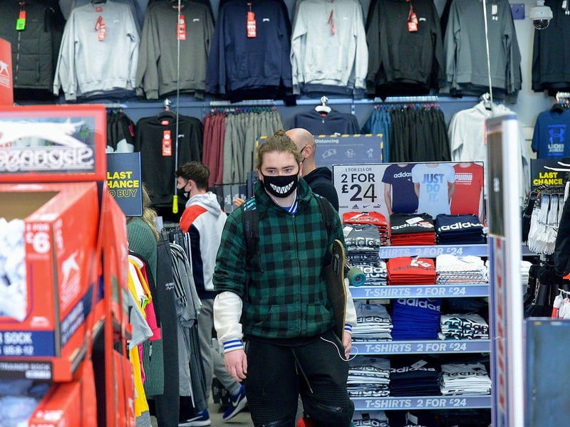 Many people shopped early on Friday morning as non-essential retails outlets reopened. Photo: George Sweeney / Derry Journal.  DER2117GS - 040