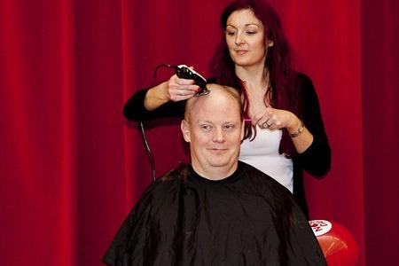 St Hild's English teacher, John Wild, has his head shaved for Comic Relief in 2013.