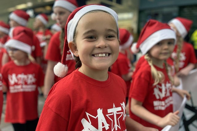 Halle Fleetham-Reid performing with Miss Toni's Academy for the arrival of Santa at Middleton Grange Shopping Centre. Picture by FRANK REID