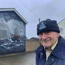 Retired fisherman, Tony Pearson, 88, has a mural painted on the side of his house in memory of his late partner, Edith, 86.