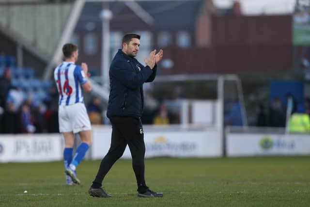 Graeme Lee reacts to 1-1 draw with Sutton United at the Suit Direct Stadium. (Credit: Mark Fletcher | MI News)
