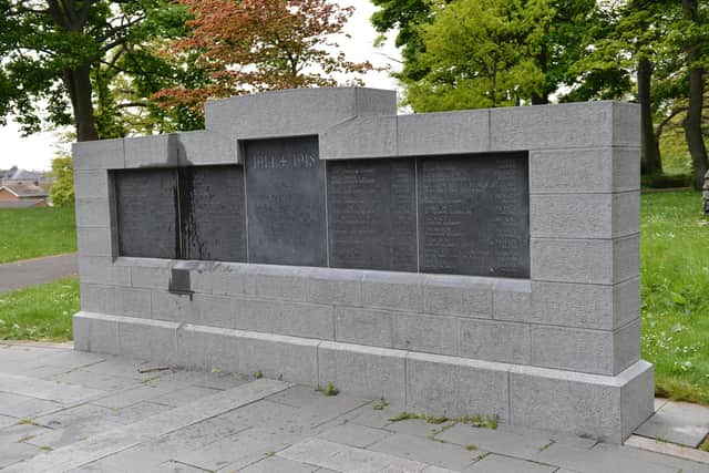 The mysterious liquid on the War Memorial within the North Cemetery, Hart Lane by FRANK REID