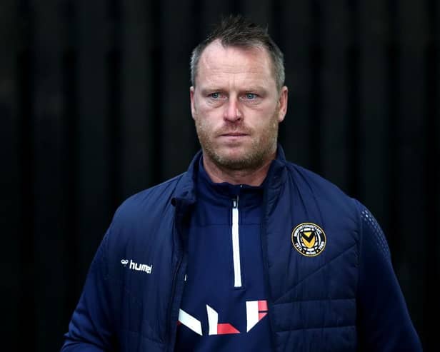 Michael Flynn, manager of Newport County looks on prior to the Sky Bet League Two match between Harrogate Town and Newport County at The EnviroVent Stadium on September 10, 2021 in Harrogate, England. (Photo by George Wood/Getty Images)