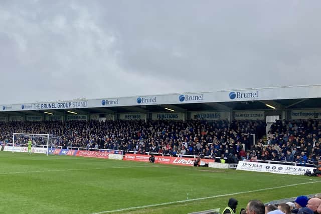 Hartlepool fans in the home end.