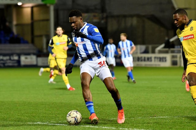 Fondop was the first substitute in the defeat at Leyton Orient. The striker failed to score for Pools before leaving the club in January 2022. The 28-year-old has since signed for Oldham Athletic. Picture by FRANK REID
