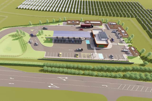 An overview of the proposed forecourt and solar farm project.