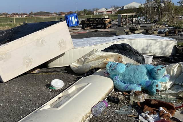 Fly tipping items left at Hartlepool's Oakesway Industrial Estate in 2020. Picture by FRANK REID