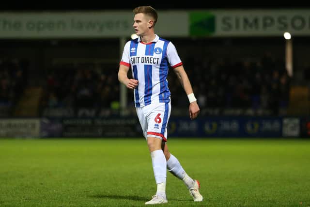 Mark Shelton was forced to play at centre-back for Hartlepool United against Mansfield Town. (Credit: Michael Driver | MI News)