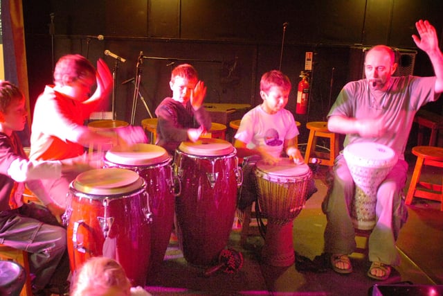 Keith Angel was pictured working with youngsters during a percussion workshop 14 years ago.