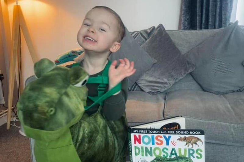 Thanks to Olivia for sending us this photo of Jack dressed up as a dinosaur.