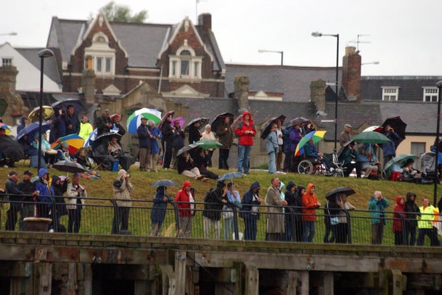 Spectators used bank sides and binoculars to get a better view of the passing spectacle.