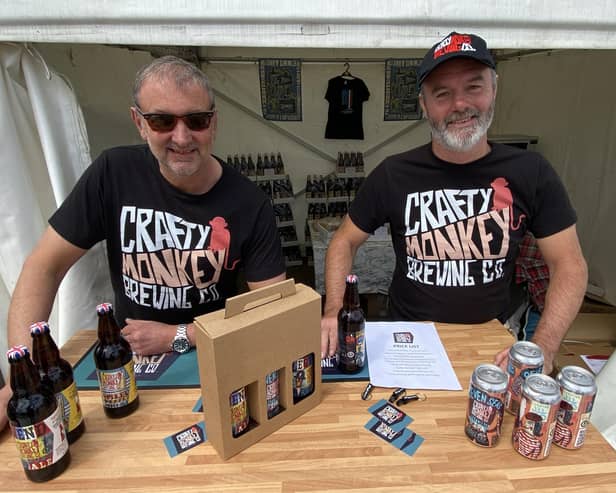 Gary Olvanhill (left) and Pat Garrett of the Crafty Monkey Brewing Company at the Tall Ships Races in Hartlepool. Picture by FRANK REID
