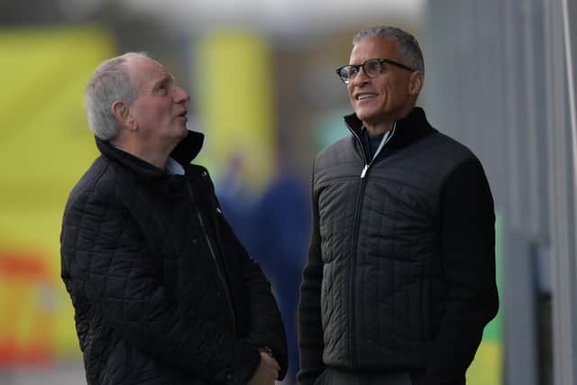 Hartlepool United manager Keith Curle and non-executive director Lennie Lawrence have already taken in a number of games ahead of the January transfer window. (Credit: Scott Llewellyn | MI News)
