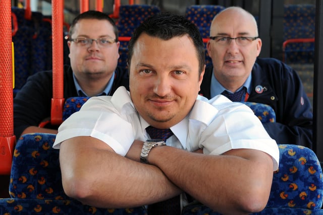 Stagecoach bus drivers Kosta Isakau, Paul Maddison and Mark McCann, were back to their duties after volunteering at the Olympics and Paralympics a decade ago.