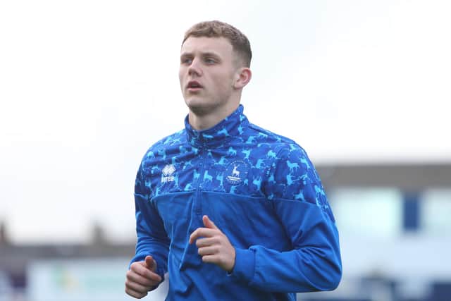 Jack Hamilton starts for Hartlepool United to face Rochdale. (Credit: Michael Driver | MI News)