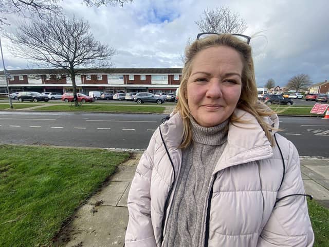 Councillor Sue Little at the Elizabeth Way shopping precinct, in Seaton Carew, where she wants a safety crossing introduced.