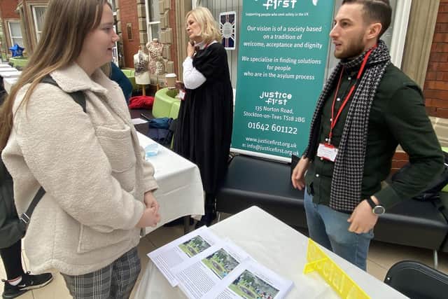 A Hartlepool Sixth Form College student talking to Justice First at last year's volunteer fair. Picture by FRANK REID