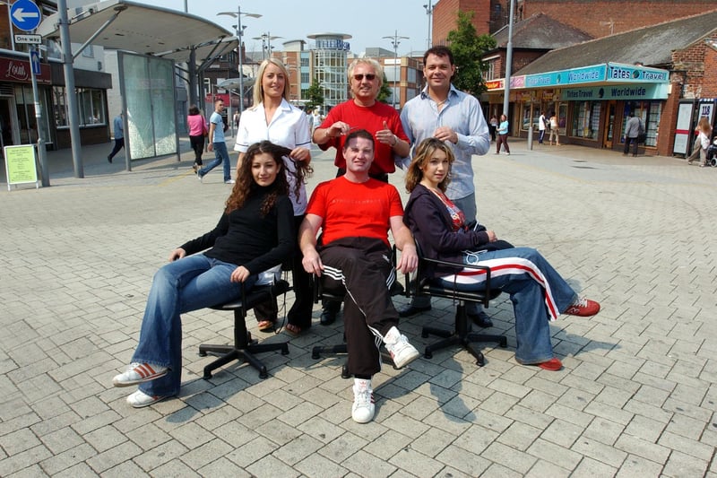 The staff of Perfectto Italian hair and beauty design took their business in to Park Lane during a 2003 heatwave and here they are. Remember this?