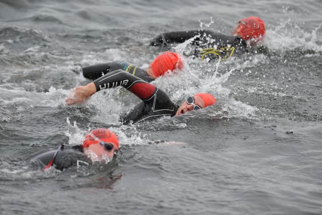 Competitors making a splash at Hartlepool's Big Lime Triathlon.